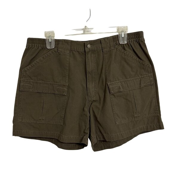 Vintage Cabela's Mens Brown Cargo Shorts Elastic Waist 6 Pockets SZ 40 Outdoor - Picture 1 of 8